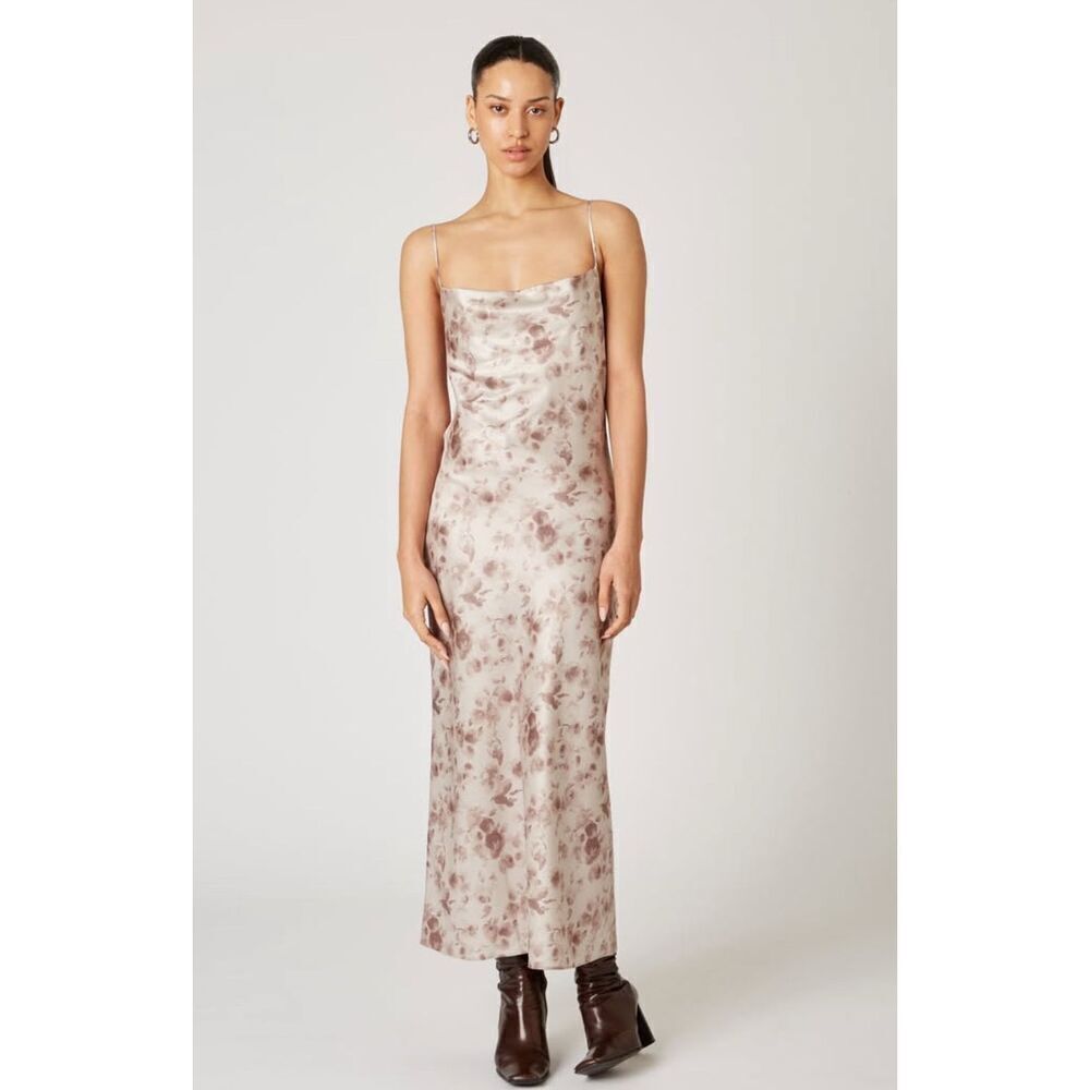 NIA MELANIE Satin maxi dress - TRUFFLE size S NWT$108 - Picture 1 of 6